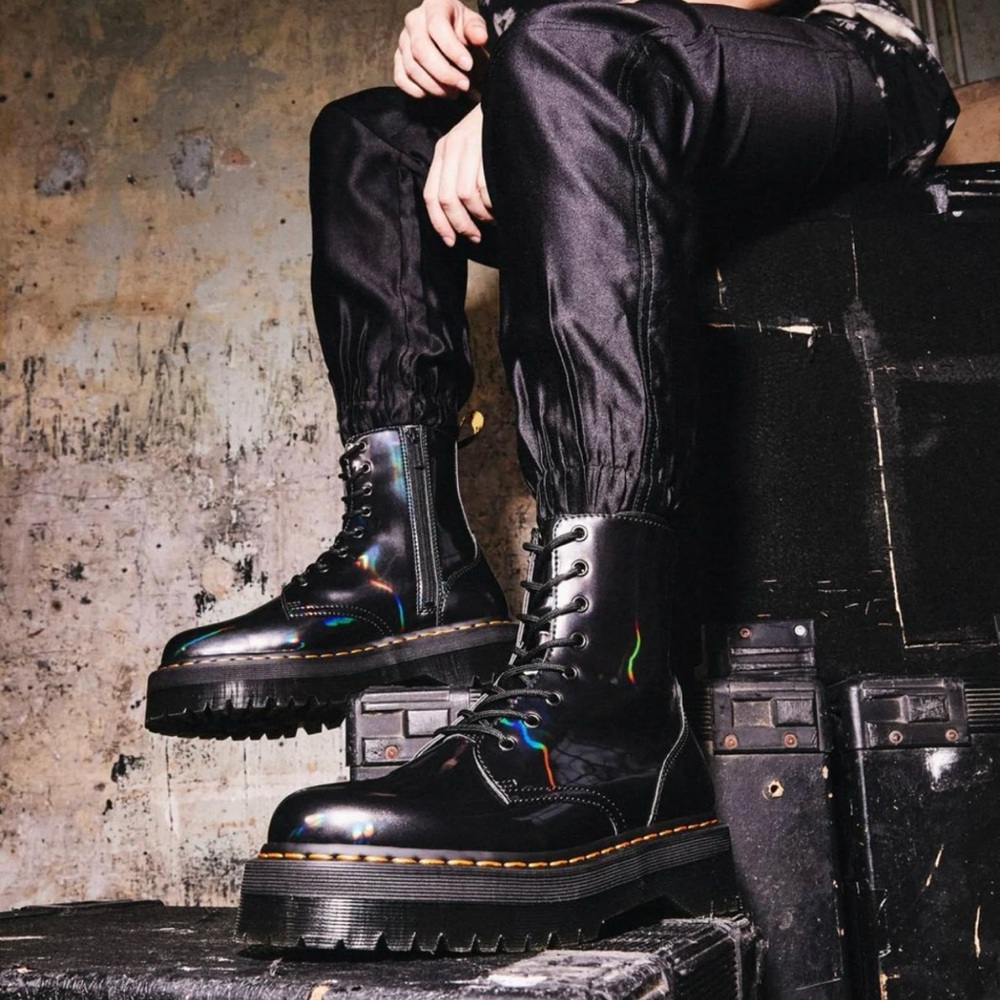 Urban Outfitters Iridescent Black Combat Boots